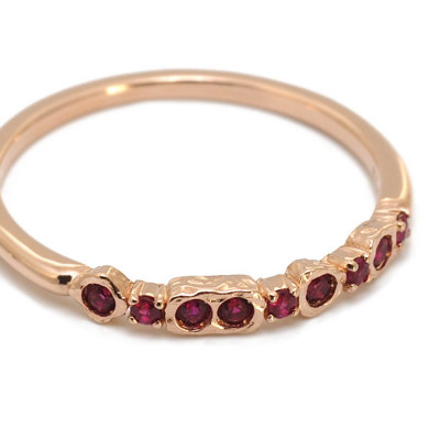 ルビーリング「マルジャーナ」 PT900 K18 K10対応 ローズカットダイヤ