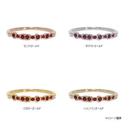 ルビーリング「マルジャーナ」 PT900 K18 K10対応 ローズカットダイヤ