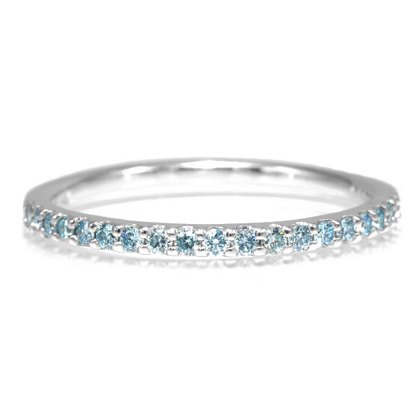 アイスブルーダイヤモンド 究極のストレートリング 指輪 誕生石4月 PT900 K18 K10対応