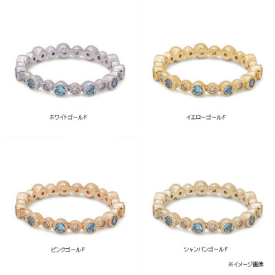 アクアマリン×ダイヤモンドミル打ちフルエタニティリング※サイズ アクアマリン×ダイヤモンドミル打ちフルエタニティリング※サイズ
