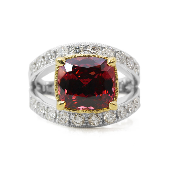 限定1本 PT900/K18YGコンビ ピンクジルコン ダイヤモンド リング 13号