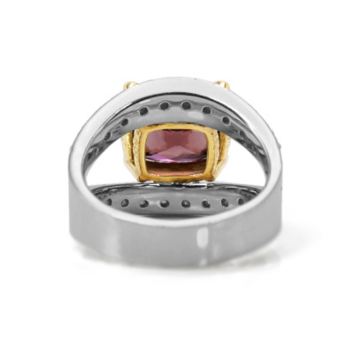 限定1本 PT900/K18YGコンビ ピンクジルコン ダイヤモンド リング 13号