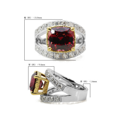 限定1本 PT900/K18YGコンビ ピンクジルコン ダイヤモンド リング 13号