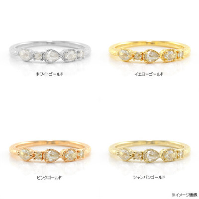 数量限定 ファンシーローズカットダイヤモンドリング「Cinq