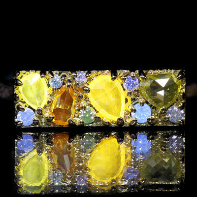 限定1本 K18YG 0.5ct マルチローズカットダイヤモンド リング