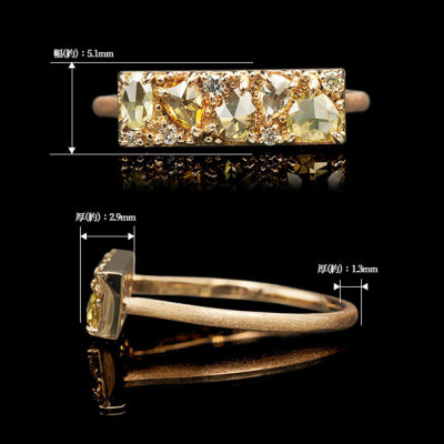 限定１本 K18PG 0.58ct マルチローズカットダイヤモンド リング