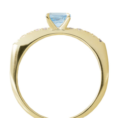 限定1本 K10YG アクアマリン ダイヤモンド リング 9.5号 サイズ変更