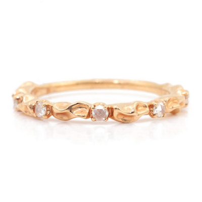 ローズカットダイヤモンド ツタの葉シルエットリング PT900 K18