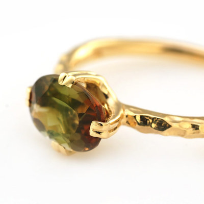 アンダリューサイト「エッセ」リング PT900 K18 K10対応 ローズカット