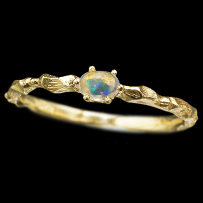 メキシコオパール カボション 職人手作り カラーレディス リング 1号