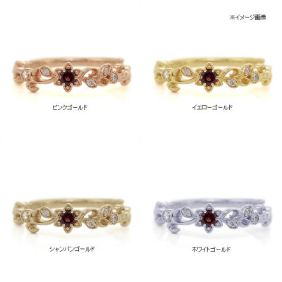 パイロープガーネット×ローズカットダイヤリング「プティ