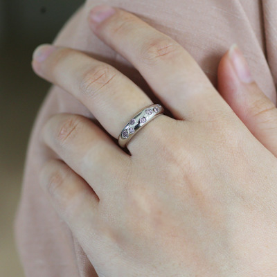 限定1本 PT900 ピンクダイヤモンド ドッツ リング 11号 サイズ変更