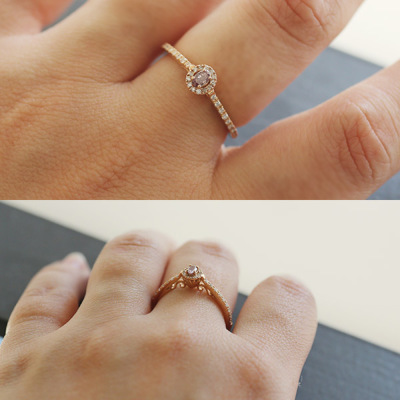 限定1本 K18PG 0.07ct ピンクダイヤモンド 0.12ct ダイヤモンド リング