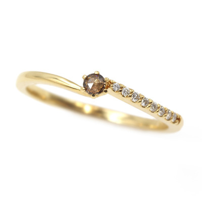 K18YG ���[�Y�J�b�g�u���E���_�C�������h �����O