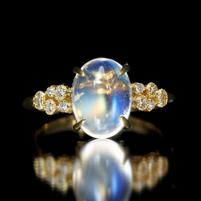 限定1本 K18YG 2.87ct レインボームーンストーン 0.11ct ダイヤモンド