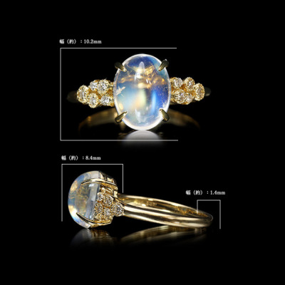 限定1本 K18YG 2.87ct レインボームーンストーン 0.11ct ダイヤモンド