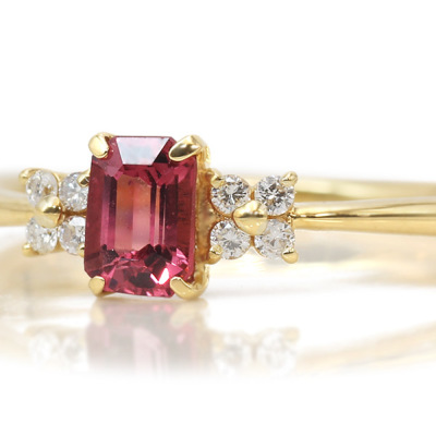 限定1本 K18YG UV蛍光 0.42ct レディッシュピンクスピネル 0.07ct