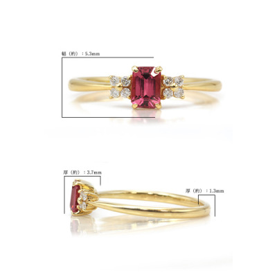 限定1本 K18YG UV蛍光 0.42ct レディッシュピンクスピネル 0.07ct