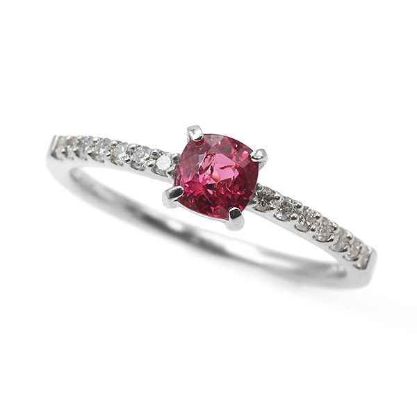 限定1本 PT900 UV蛍光 0.52ct レディッシュピンクスピネル 0.14ct