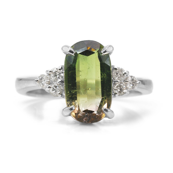 限定1本 PT900 2.54ct バイカラートルマリン 0.183ct ダイヤモンド