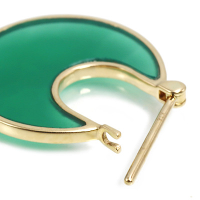 三日月 グリーンオニキス ピアス 遮断式タイプ1ペア 両耳分 K18