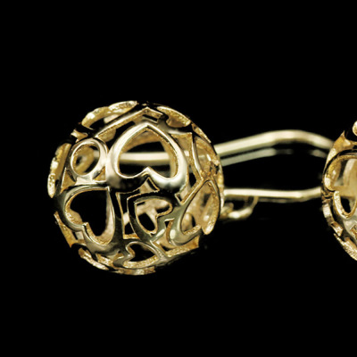 Oro オーロ エアリー ハート メタル フック ピアス Heart carving 1