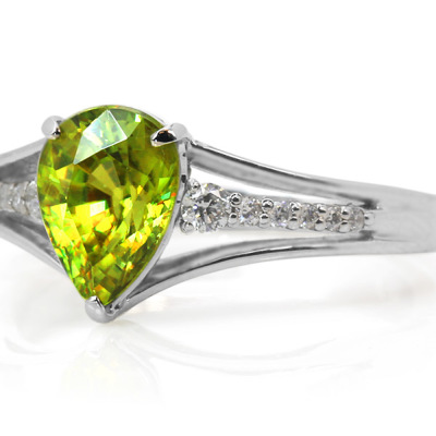 限定1本 PT900 1.56ct スフェーン ペアシェイプ ダイヤモンド リング