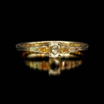限定1本 K18YG UV蛍光 0.1ct ローズカットダイヤモンド マルチカラー