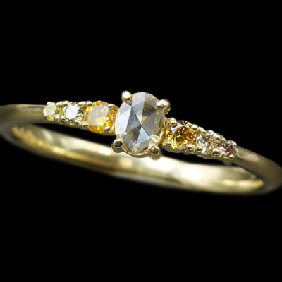 限定1本 K18YG UV蛍光 0.1ct ローズカットダイヤモンド マルチカラー