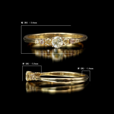 限定1本 K18YG UV蛍光 0.24ct マルチカラーダイヤモンド リング 12号
