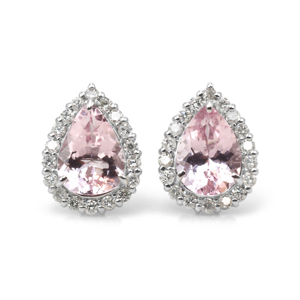 限定1ペア PT900 1.34ct モルガナイト ペアシェイプ 0.22ct