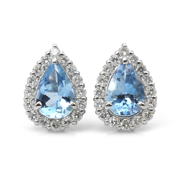 PT900 アクアマリン ダイヤモンド 6連 ピアス 片側 半ペア 限定1ペア PT900 0.62ct アクアマリン ペアシェイプ 0.2ct