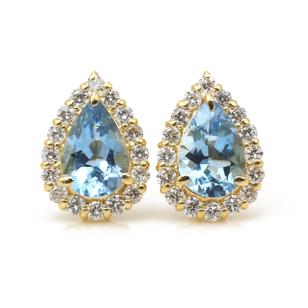 限定1ペア K18YG 0.68ct アクアマリン ペアシェイプ 0.2ct