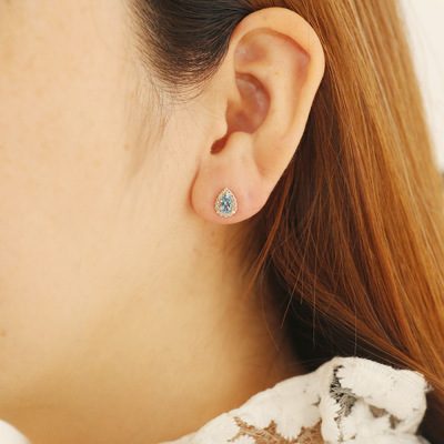 限定1ペア K18YG 0.68ct アクアマリン ペアシェイプ 0.2ct